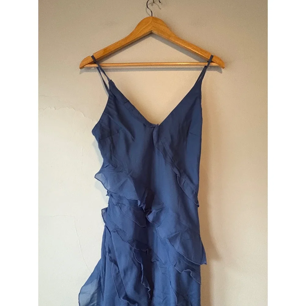 NWT Abercrombie & Fitch Blue Ruffle Maxi Dress